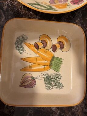Hand-Painted Vegetable Ceramic Serving Dish - Yellow